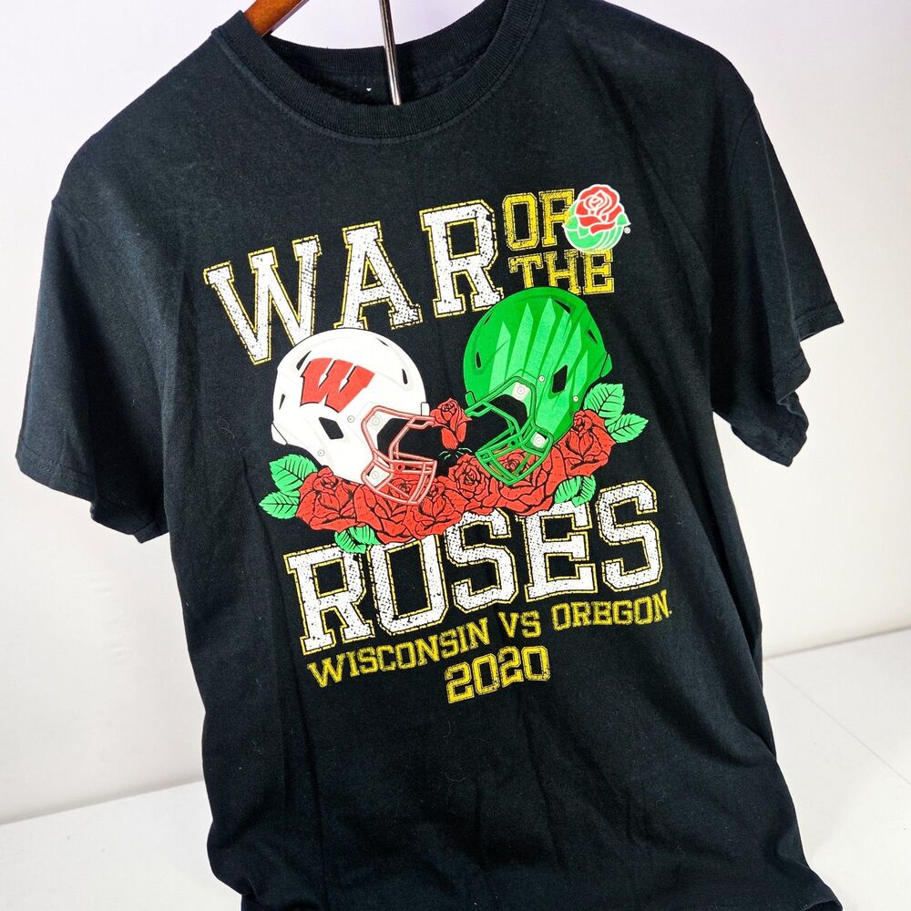 Wisconsin vs Oregon 2020 Rose Bowl War of the Roses T-Shirt Small